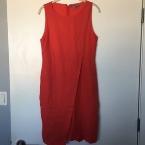 Tinley Road Sleeveless Faux Wrap Sheath Dress – Bold Orange-Red, Size Medium